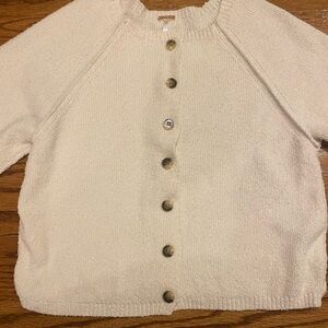 Free People Cream Button-Up Cardigan